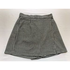 VINTAGE Black White Gingham Plaid Check Skort